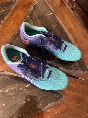 Under Armour Kids' Turquoise & Navy Soccer Shoes